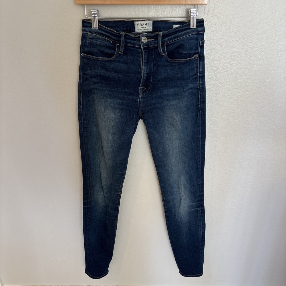 FRAME Le High Skinny Jeans Womens Size 27 Blue Denim Columbia Road Wash